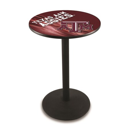Holland Bar Stool Co 36" Blk Wrinkle Texas A&M Pub Table, 28" dia. Top L214B3628TexA-M-D2